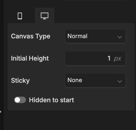 Initial Height Settings